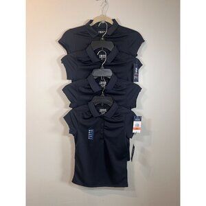 Lot of 4 New Izod Approved Schoolwear Moisture Wick Girls Navy Uniform Polo - Sm